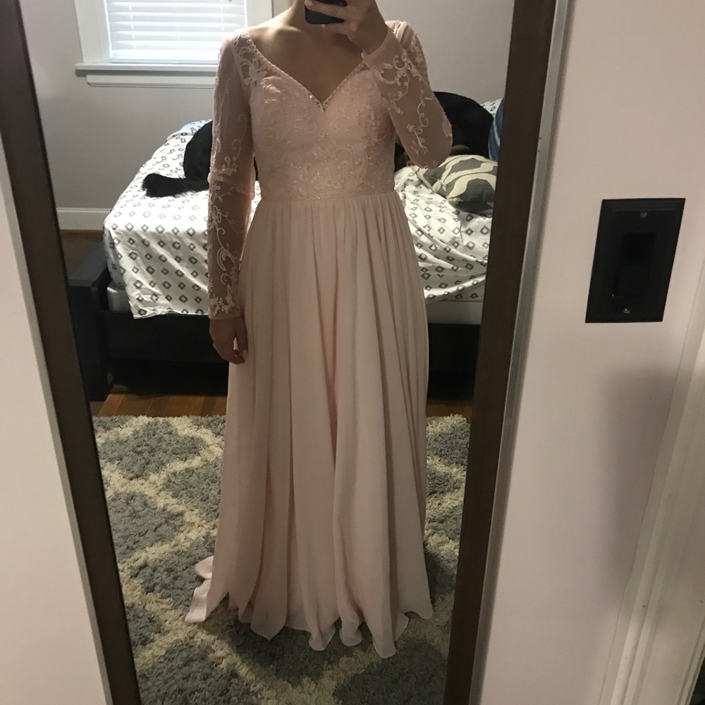 jjs house blushing pink bridesmaid dress